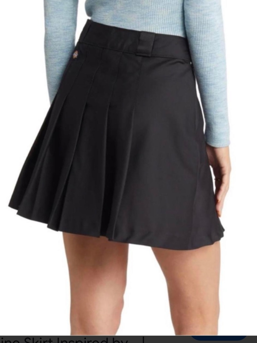 Dickies Black Pleated Skirt with Logo - Picture 3 of 11